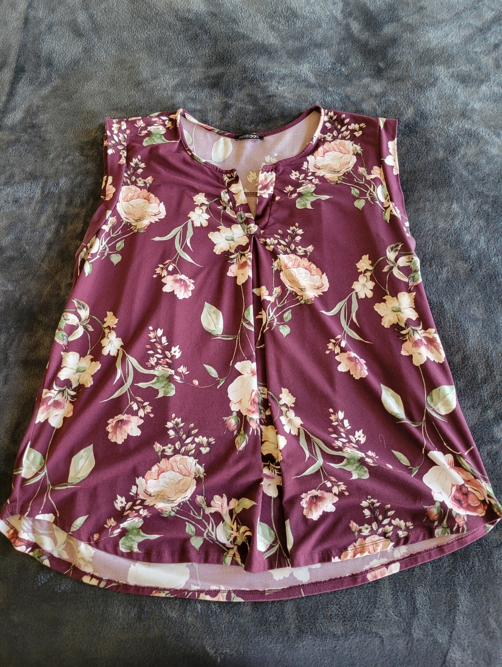 Papermoon Floral Split Neck Knit Top